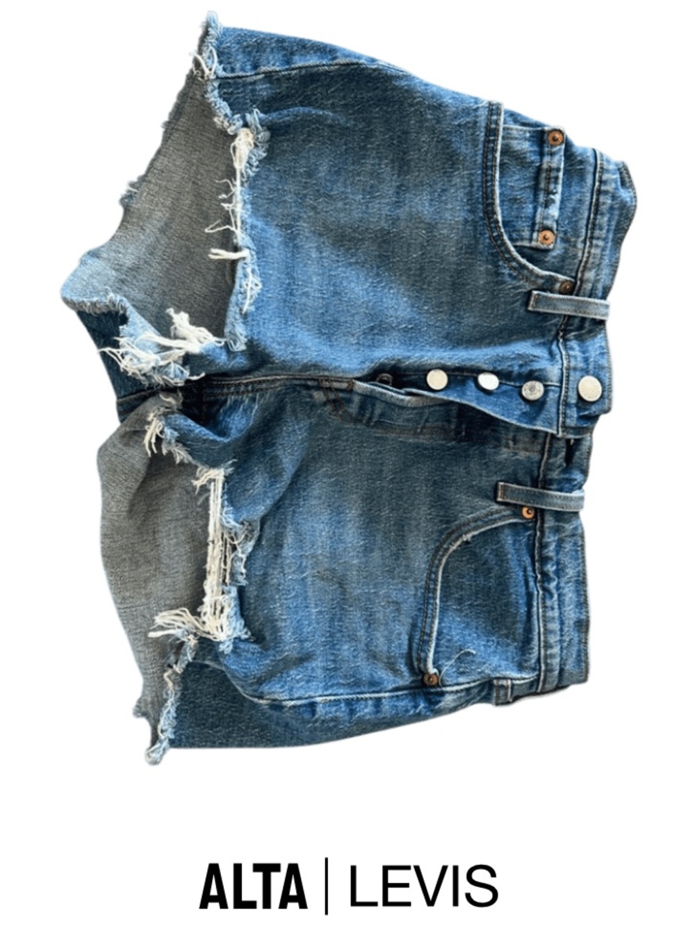 Levi's Blue Distressed High-Waist Jean Shorts